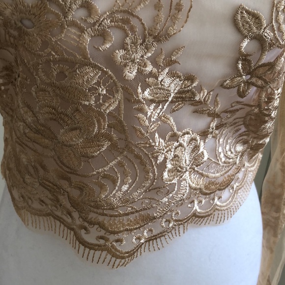 Gold embroidery over mesh fabric NWOT - Picture 2 of 5